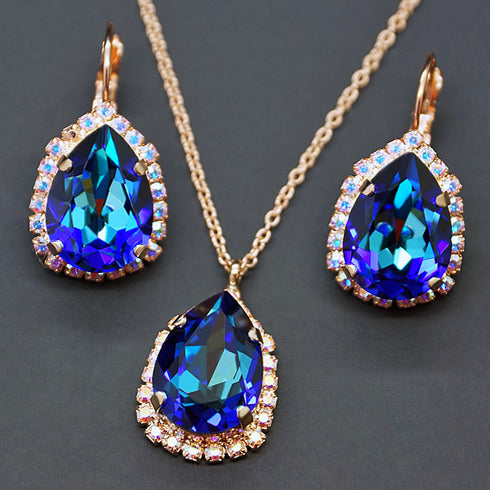 Komplektas "Debesu Piliens III (Bermuda Blue)" su Swarovski™ kristalais